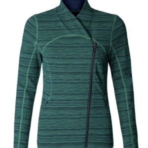 lululemon Striped Teal and Navy sporty sleek long sleeve Jacket SZ 10 women’s